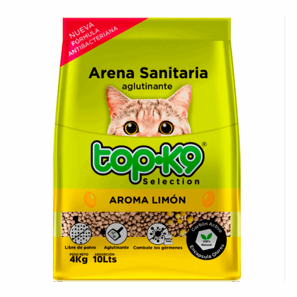 ARENA TOPK9 AGLUTINANTE LIMON 4KG