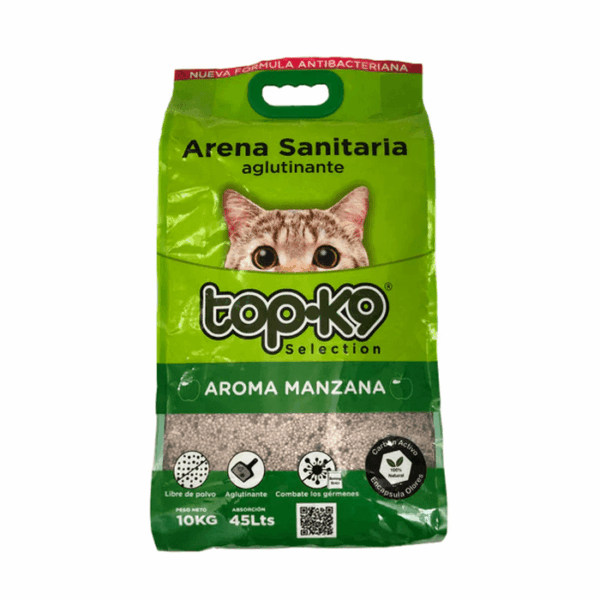 ARENA TOPK9 AGLUT AROMA MANZANA 10KG